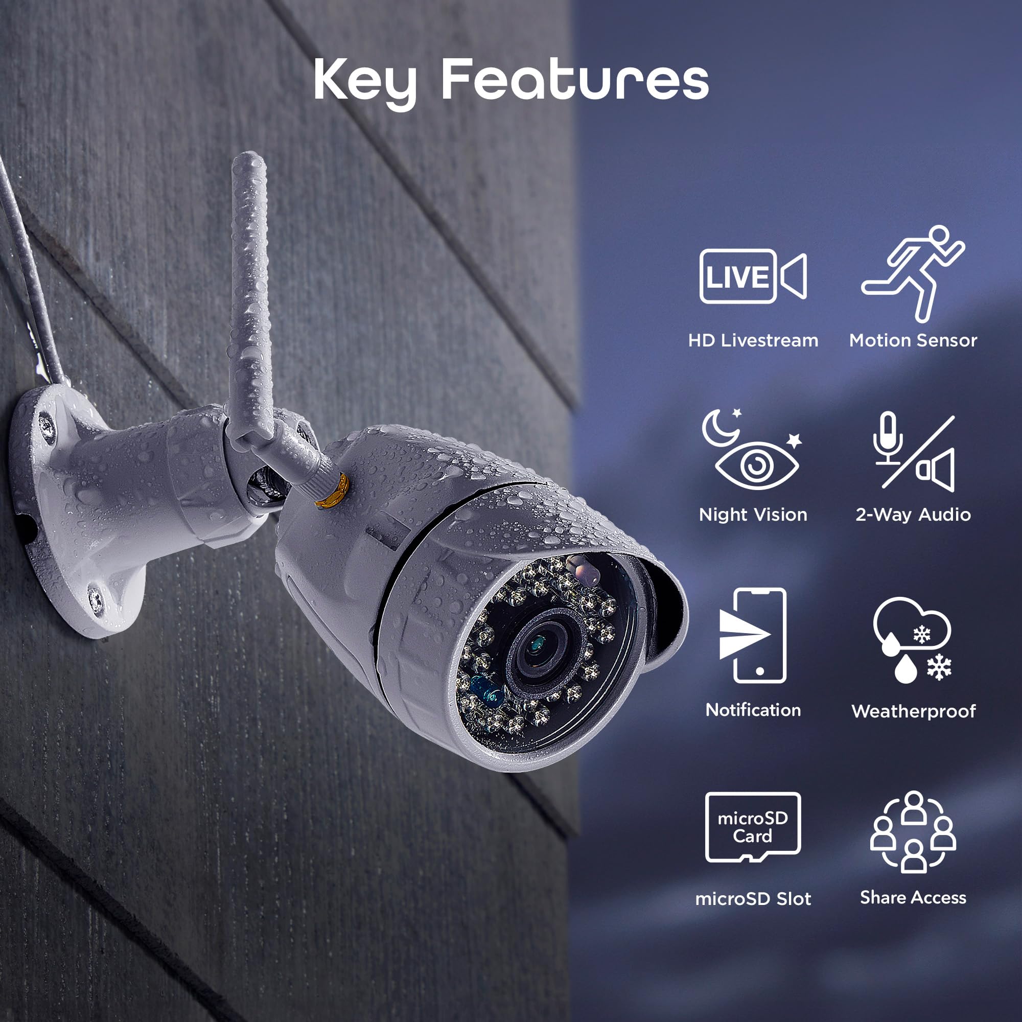 Geeni Vantage Telecamera Di Sicurezza WiFi Esterno 1080p, IP65 Impermeabile, Audio Bidirezionale, Visione Notturna, Compatibile Con Alexa E Google Home - 3