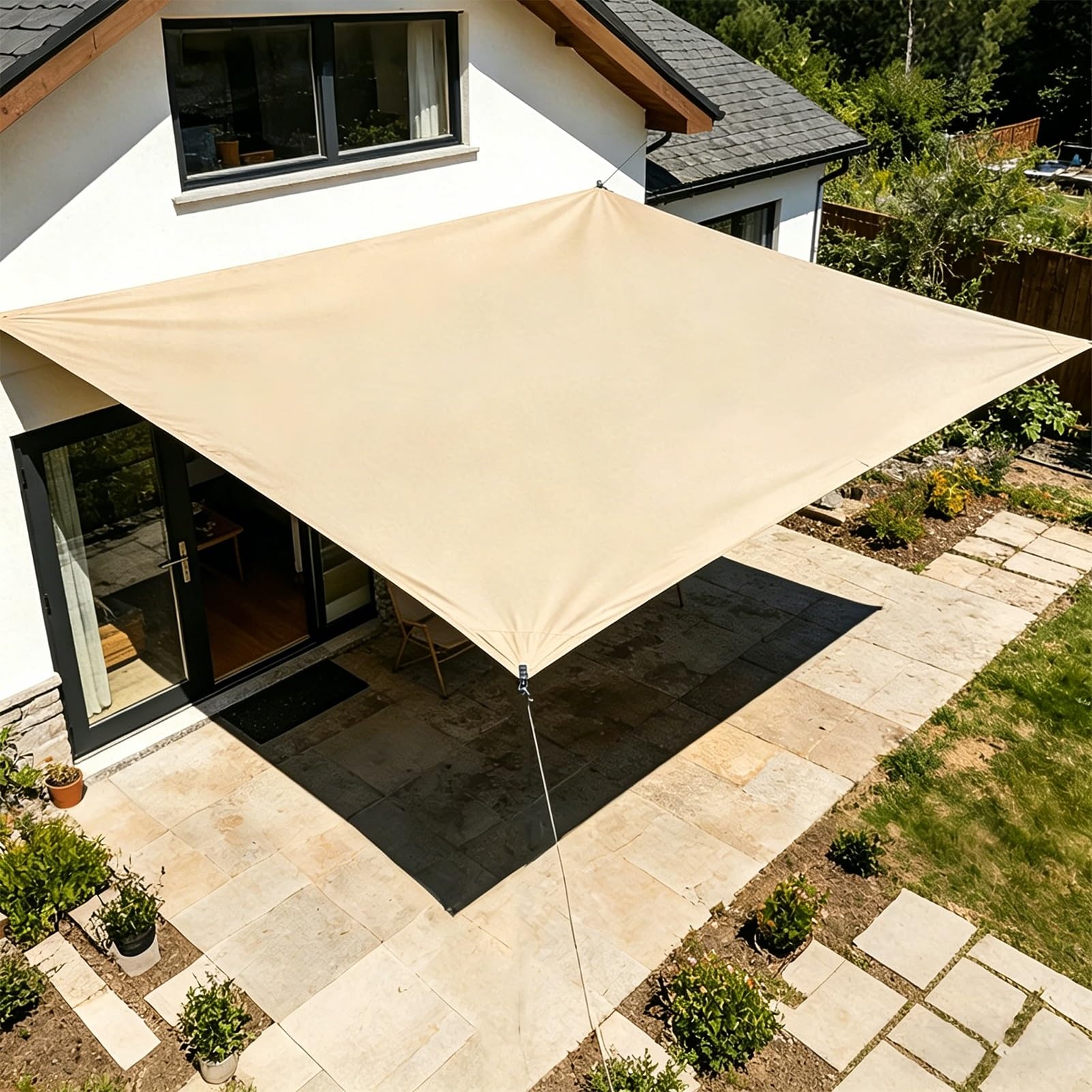 Waterproof Tarpaulin 1.5x2.5m 2x2m 1.5x3m 3x3m 4x4m 6x8m Beige PVC Tarp with Eyelets for Tent Footprint, Rain Emergency, Wood Pile Shelter(1.2x1.8m(3.9ftx5.9ft))