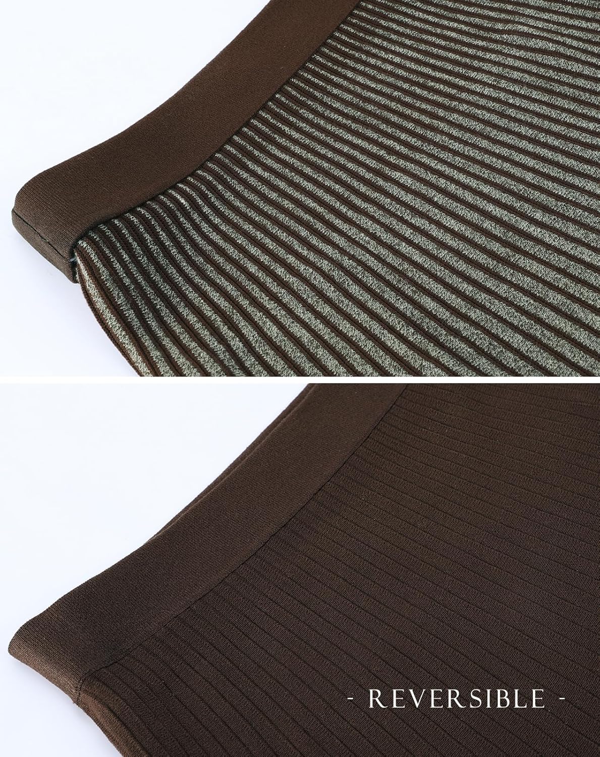 CHARTOU Women's Winter Reversible Stretchy Waist Knitted A Line Pleated Midi Skirt - Image 4