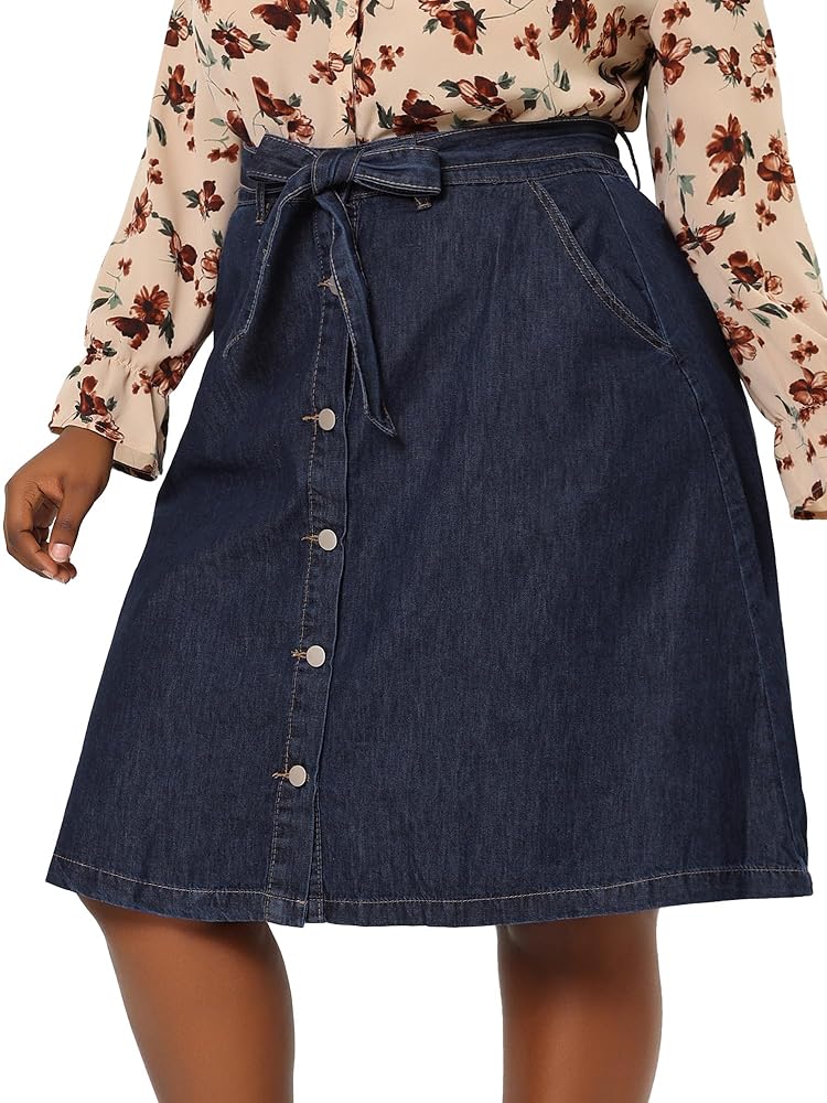 Amazon.com: Agnes Orinda Plus Size Women's Denim Skirts Tie