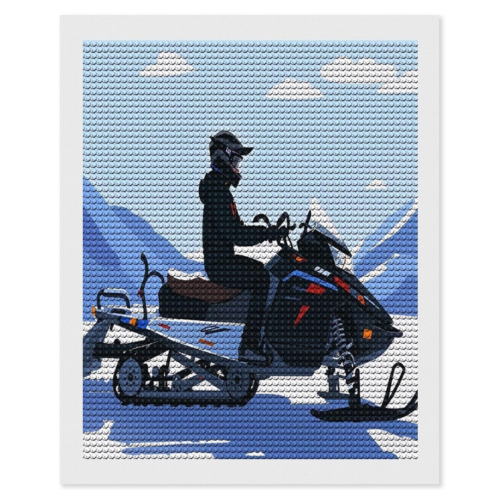 FekiLoot Snowmobile Diamond Painting Kits for Beginners DIY Diamond Art Kits for Adults Full Drill Round Diamond Dot Gem Art Painting Fun DIY Crafts for Home Kitchen Wall Decor Gift 16"x20"