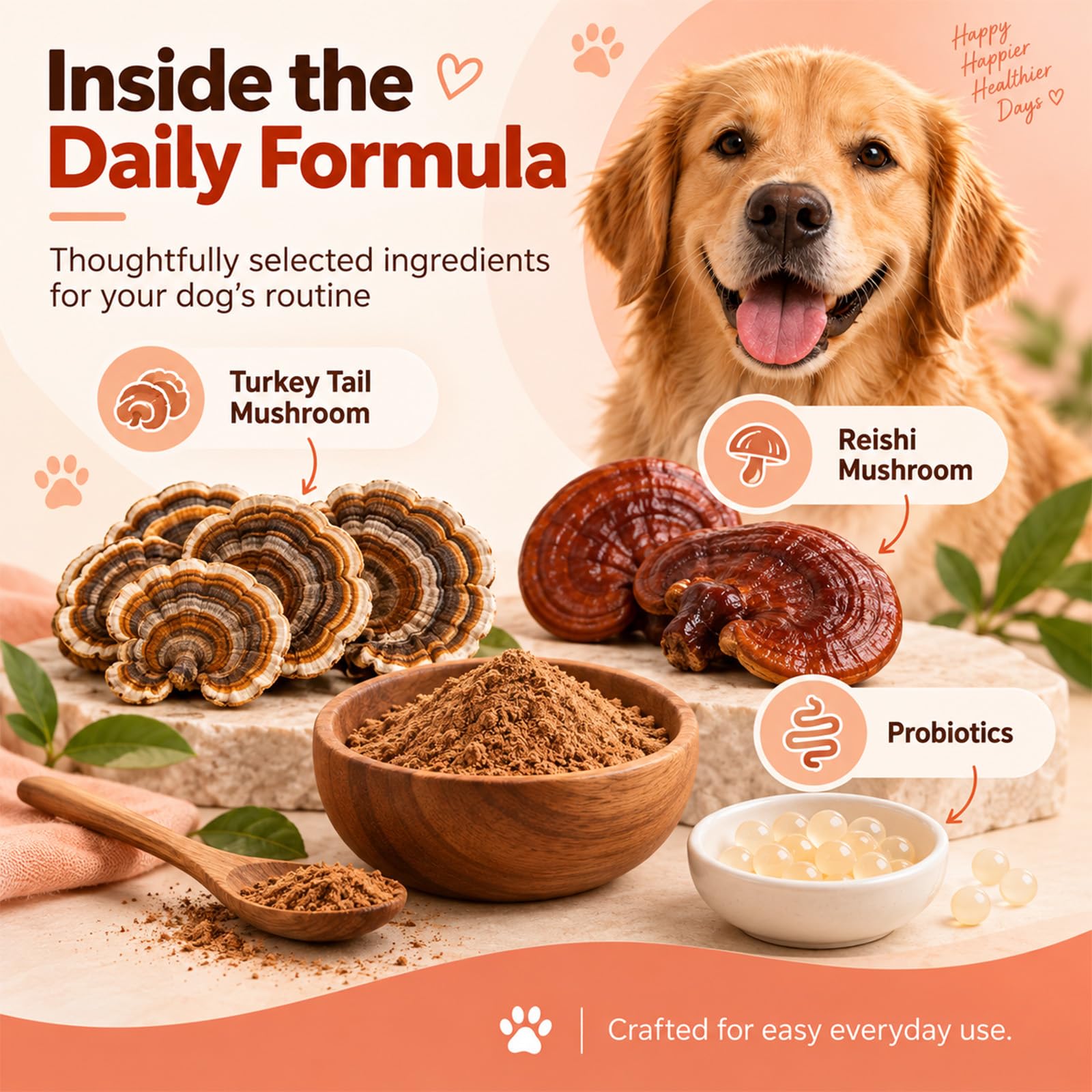 Turkey Tail Mushroom for Dogs, Tu-rk-ey Tail Mushroom Powder, Support Your Mature Dog’s Immunity, Gut, Skin, (1pcs) — Amazon image 6