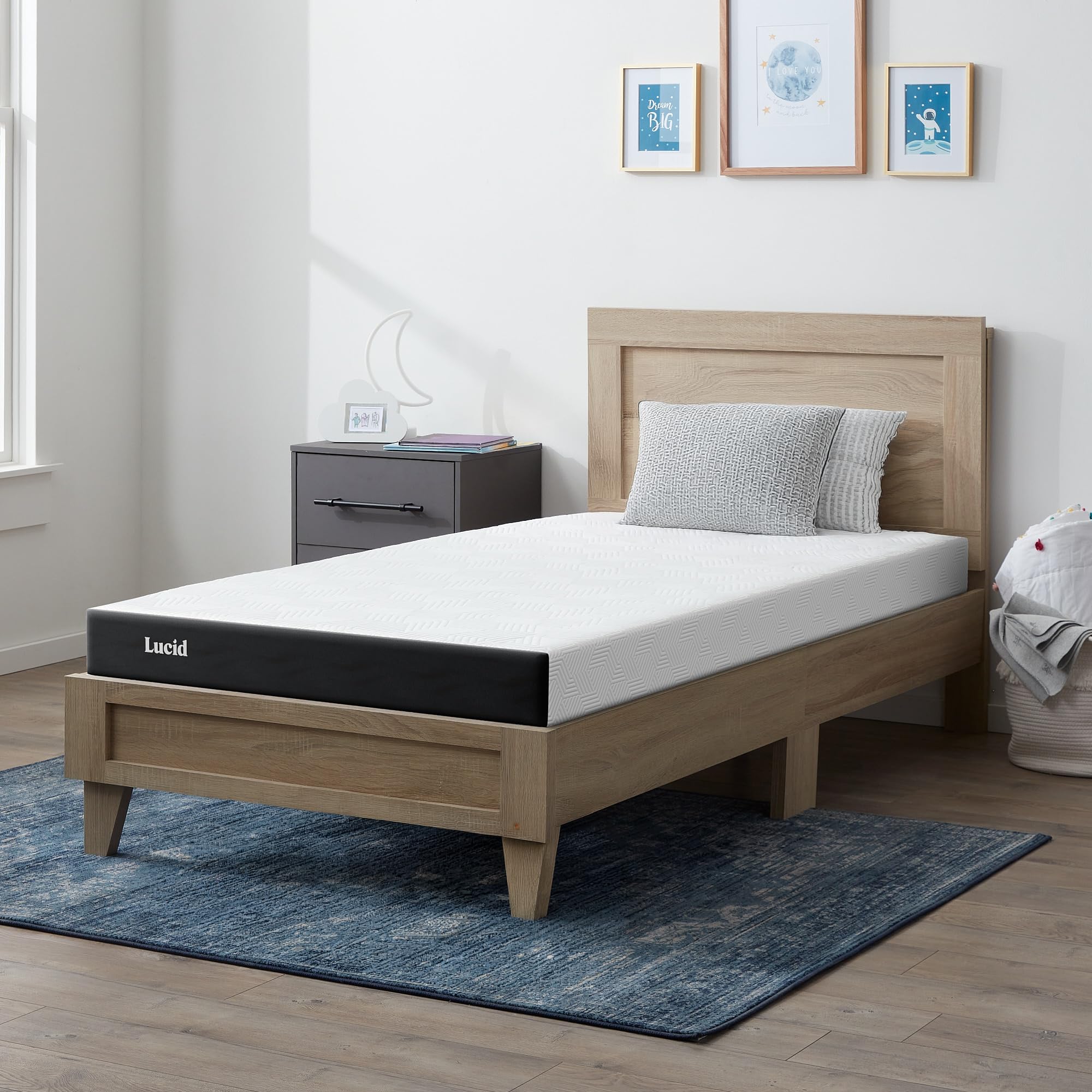 Lucid® 5" Firm Gel Memory Foam Mattress – Bamboo Charcoal &amp; Cooling Gel – Fiberglass Free – Bed in a Box – CertiPUR-US® Certified – Queen Size
