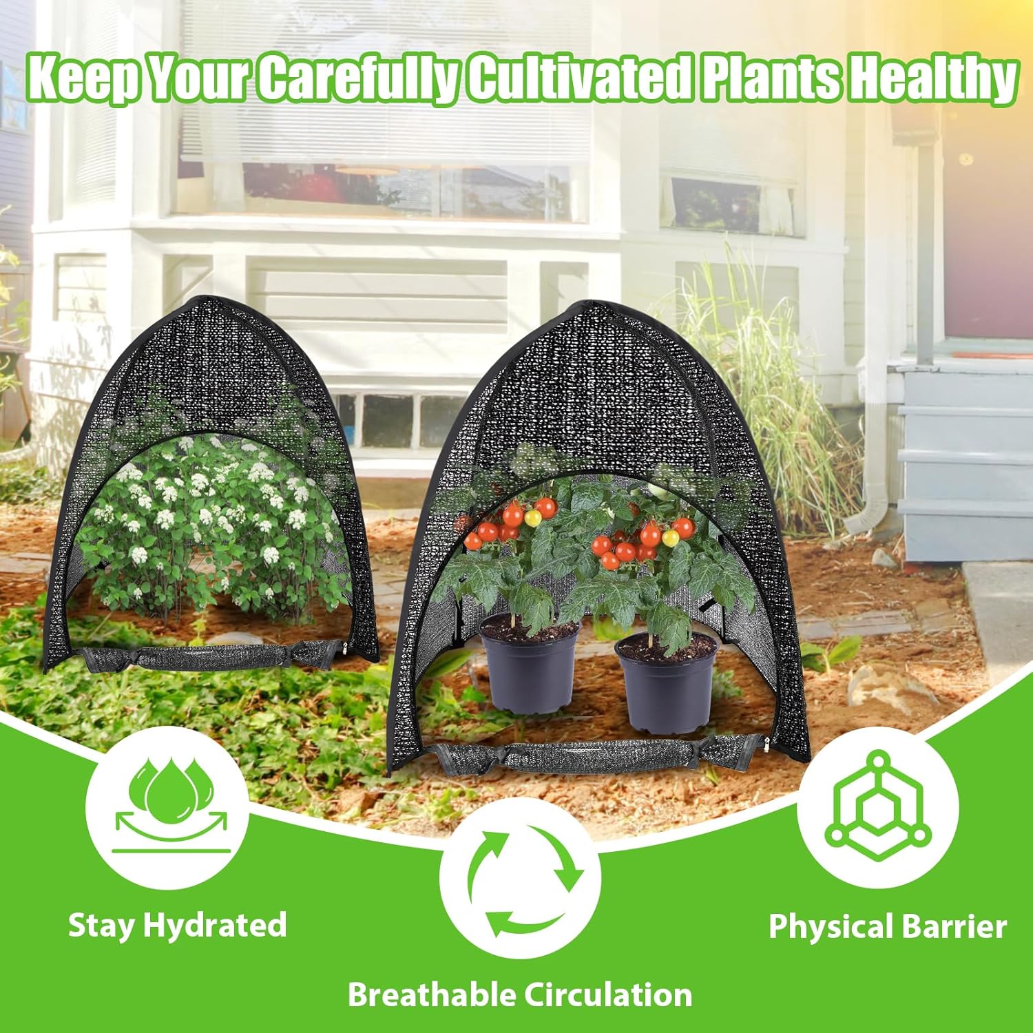 2 Pack Plant Shade Tent, Plant Shades for Outdoor Plants, UV Resisitant 50% Sunblock Shade for Plants Sun Protection, Plant Shade Cover for Flower Potted Plants (35x35x39Inch)