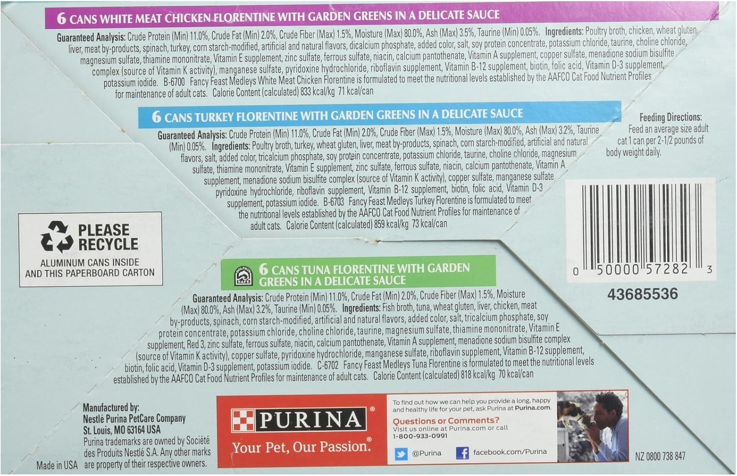 Fancy Feast Purina Medleys Cat Food Variety Pack - Florentine Collection - 3 Oz, 18 Case