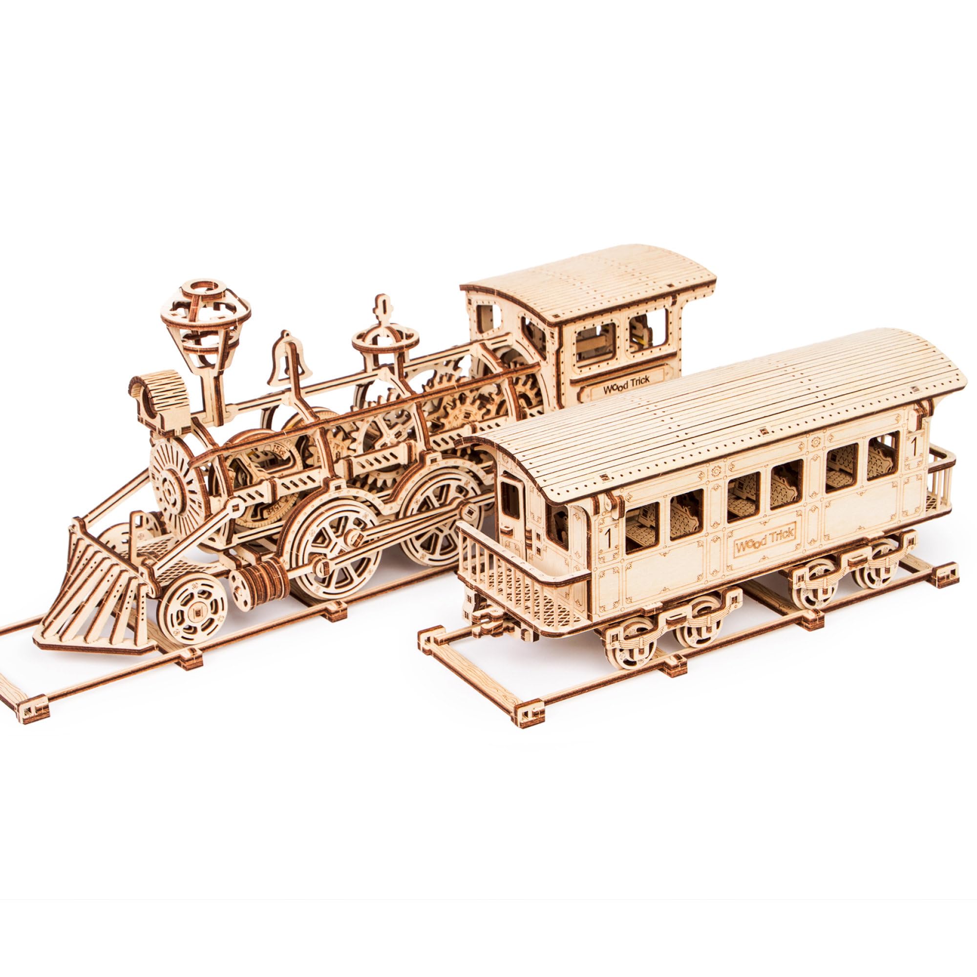Wood Trick Holzspielzeugzug Set mit Eisenbahn - Mechanisches Modellbausatz für Lokomotivzugspielzeug - 3D-Holzpuzzle, Denksport für Erwachsene und Kinder, Bestes DIY-Spielzeug