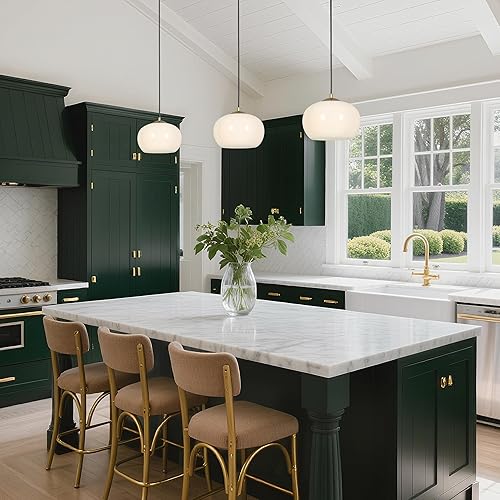 Miniatura 3 de KSANA Luces colgantes para isla de cocina, 9.5 pulgadas, blanco y dorado, iluminación colgante sobre la isla, lámparas colgantes modernas con