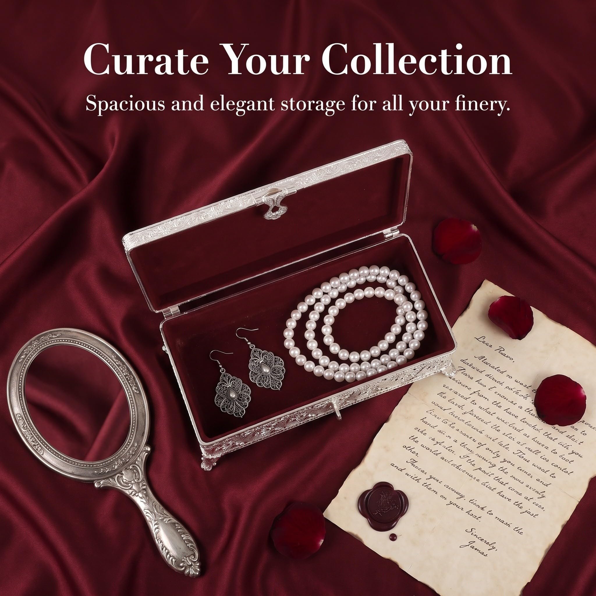 EXCEART Portagioie Vintage Rettangolare in Metallo, Argento