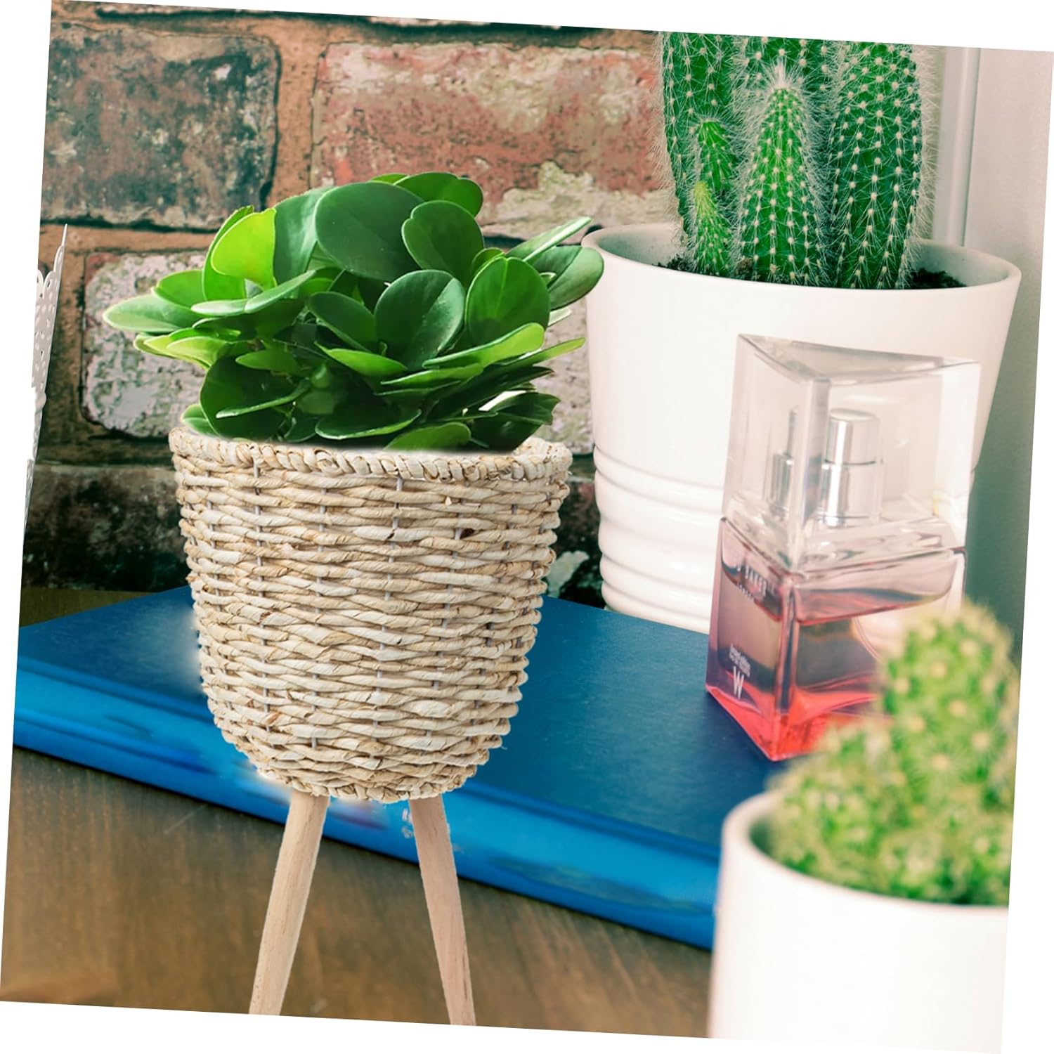 Flower Basket Bamboo Woven Storage Basket Decorative Flower Arrangement Container Desk Decor Natural