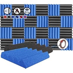 Paredes Acusticas Para Estudio Arrowzoom 24 Paneles acustico absorción sonido Cuña Wedge 25x25x5cm Espuma acústica aislamiento acustico estudio de grabación Casas Estudios Azulejos Incombustibles Insonorizados Negro Acul