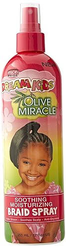African Pride Dream Kids Olive Miracle calmante hidratante Braid Spray 12 Oz