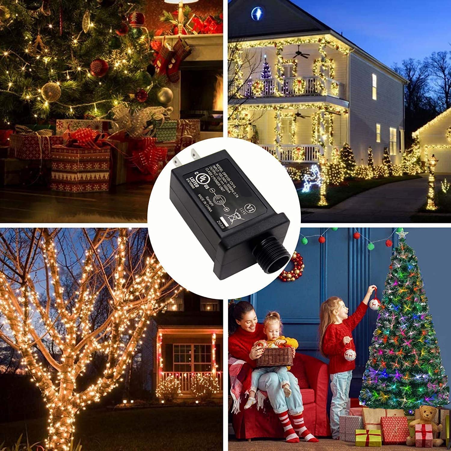 K-MAINS 12V 1A Class 2 Power Supply LED Transformers Replacement Yard Inflatable Adapter for String Light Outdoor Low Voltage LED Controller IP44 Waterproof for Christmas Tree
