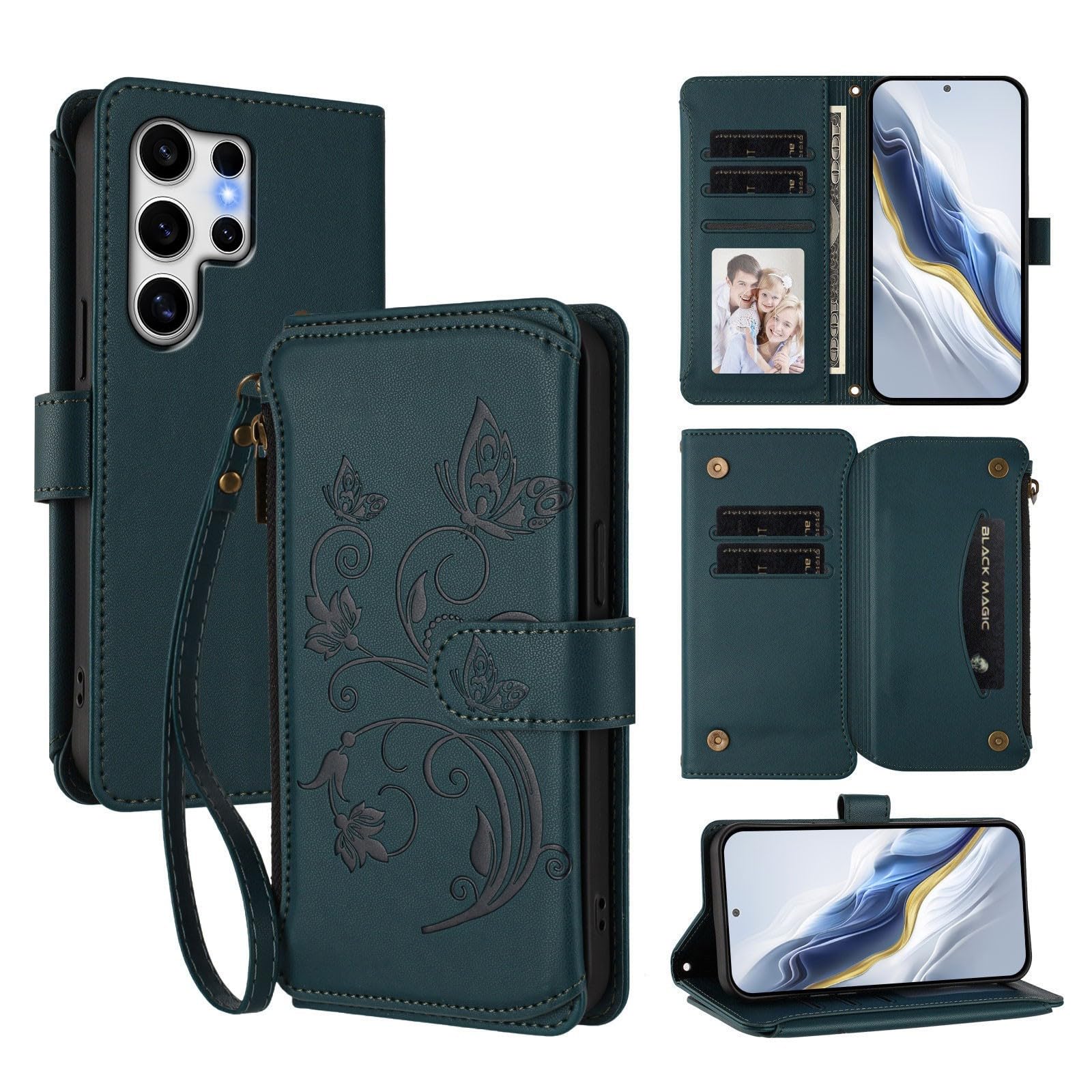 Housse Moto Edge 50 Pro bleu foncé pour organiser vos cartes et sorties avec style papillon - 8