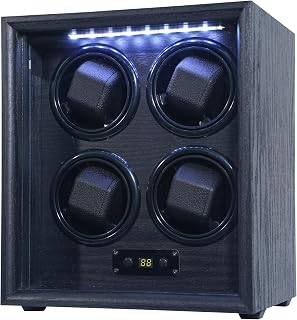 Watch Winder for 2/4/6/8 Automatic Watches, Watch Rotator for Rolex 15 Rotation Modes Display Box White Light, Watches Winder Case with USB-C Adapter, Present for Men Quiet Mabuchi Motor(≤5db)