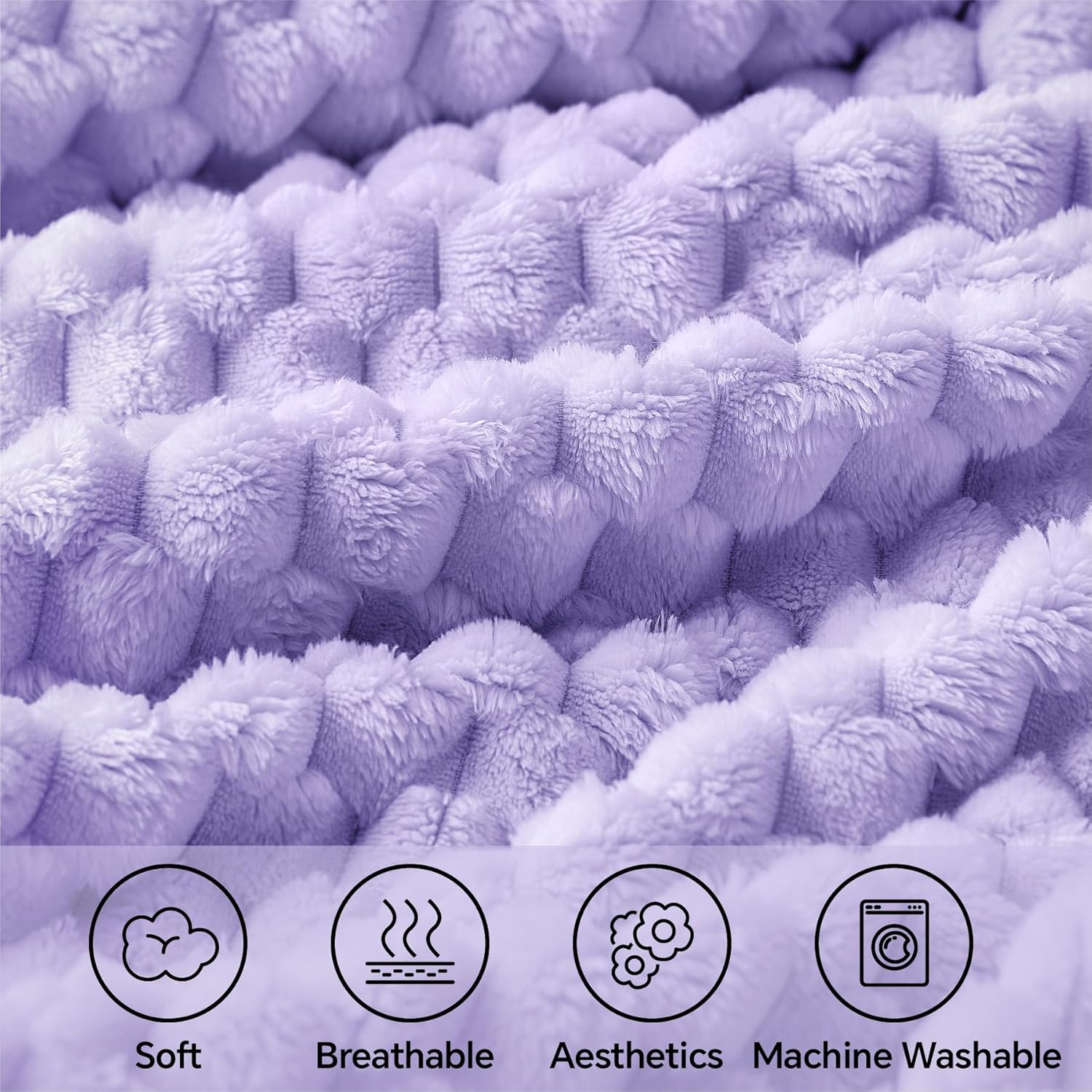 BEDELITE Fleece Throw Blanket for Couch & Bed - 3D Jacquard Decorative Lavender Blanket, Super Soft and Cozy Warm Fuzzy Blanket All Seasons Suitable, 50x60Inches - Image 3