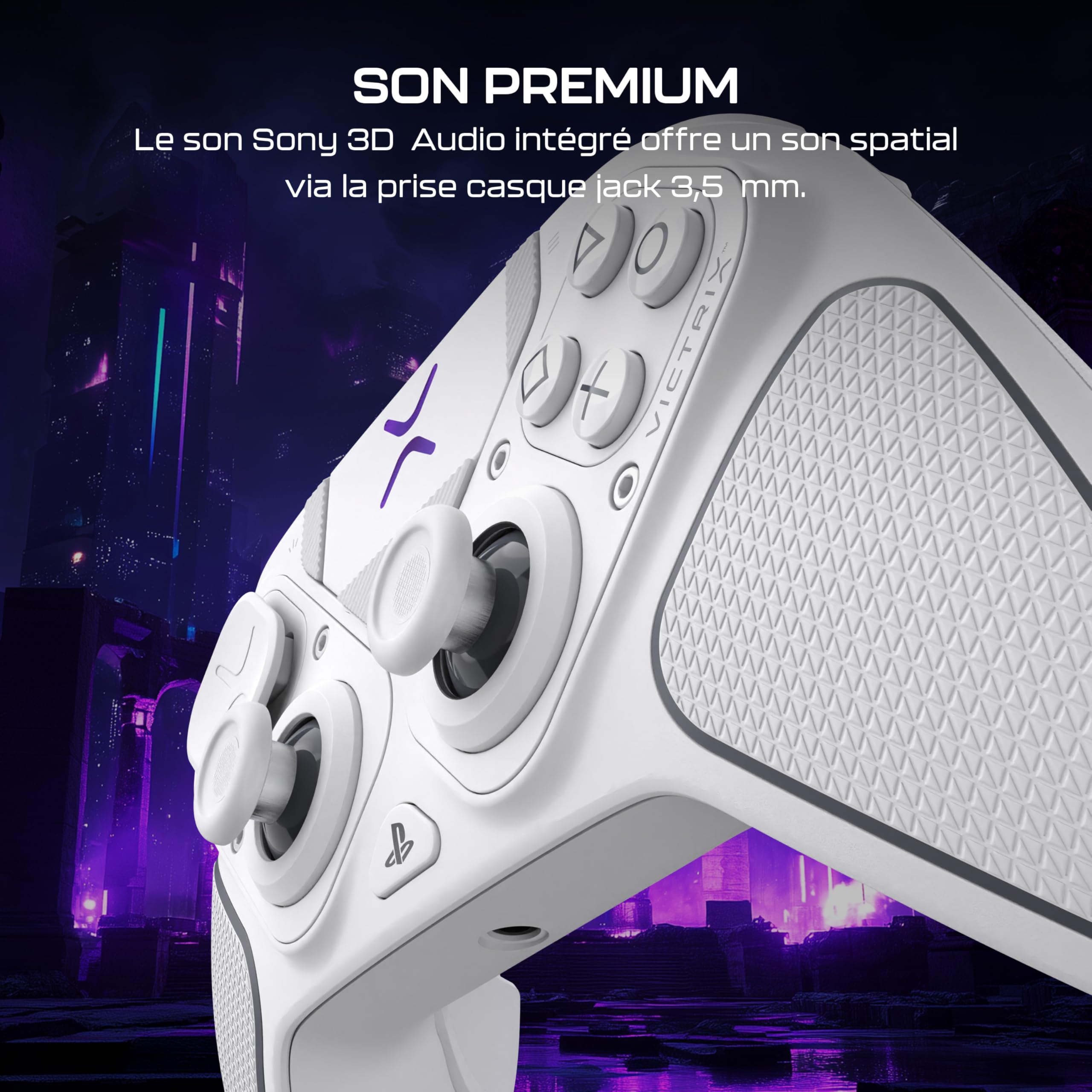 Turtle Beach Victrix Pro BFG Reloaded Blanc PlayStation Manette de gaming modulaire sans fil w/Bluetooth, module Fightpad et effet Hall pour PlayStation 5, PlayStation 4 et PC