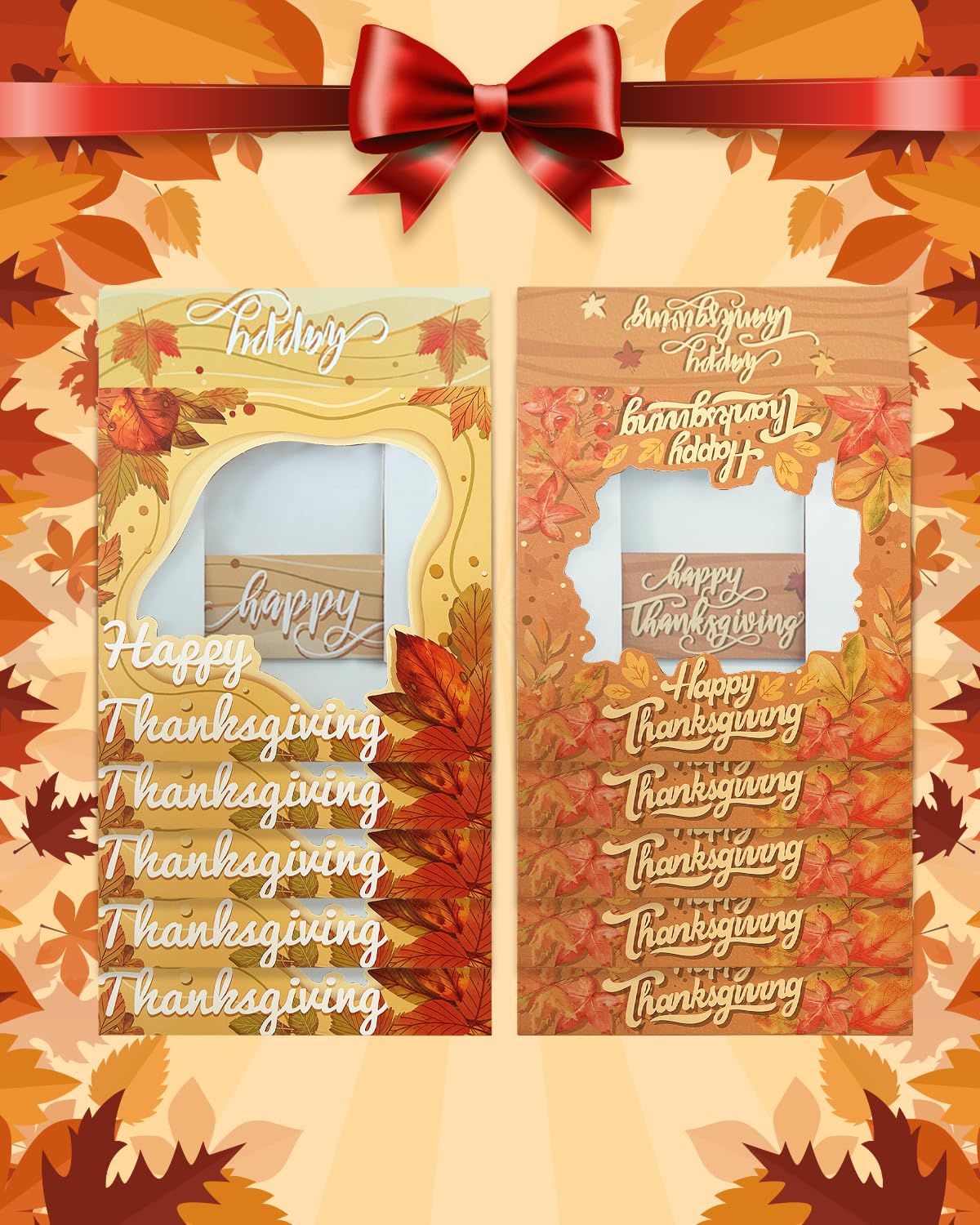Bakepacker Thanksgiving Cookie Boxes Fall Pie Treat Boxes with Window 10x10x2.5 inches Gold Brown Leaves Pastry Boxes for Festival Bakerys Thick & Sturdy(30 Packs) - Image 6