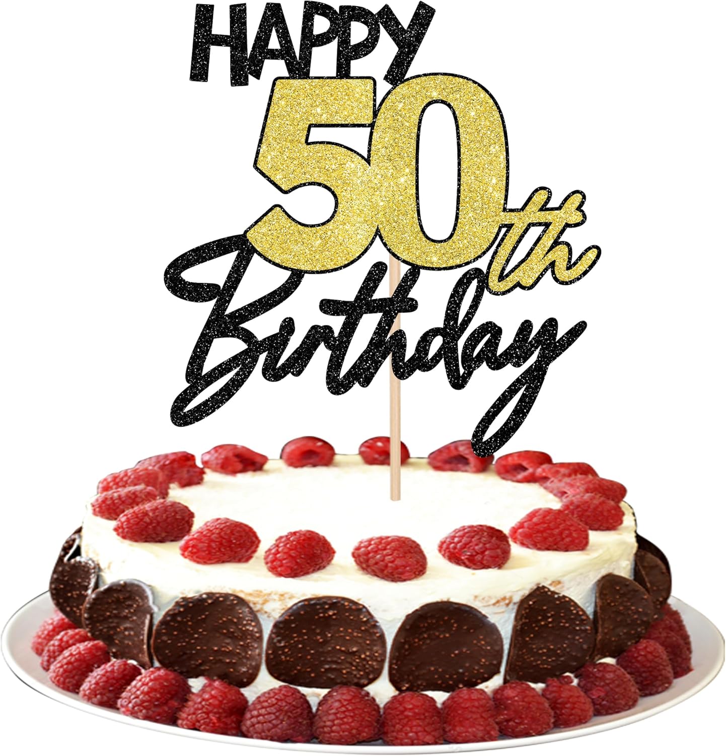 1 Pack Happy 50th Birthday Cake Topper Black Gold Glitter Cheers to 50 Years Birthday Cake Pick 50 Fabulous Birthday Cake Decoration for Birthday Theme Happy 50th Birthday Anniversary Party Supplies
