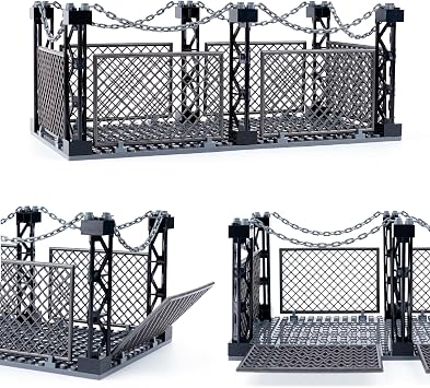 Military Fence Animals Cage Parts Military Base Walls Chain Parts Building Block Sets,T Rex Dinosaur Zoo Fence Rope Cage Accessories Playset,Suitable for Dinosaur Block Toys 1PCS