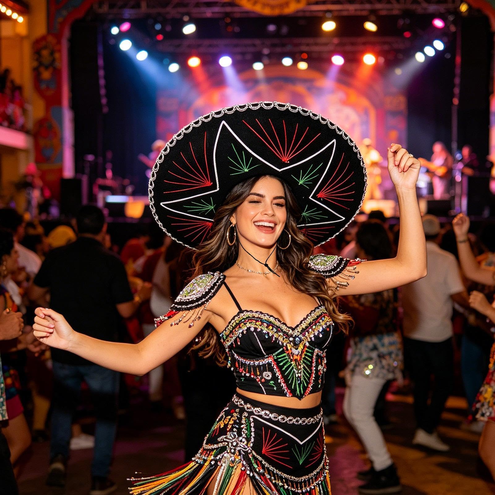 Cappelli Sombrero Copricapo con Tesa Larga da Travestimenti e Costumi di | Sombrero Messicano Tradizionale per Spettacoli Teatrali, Carnevale, Festival, e Feste