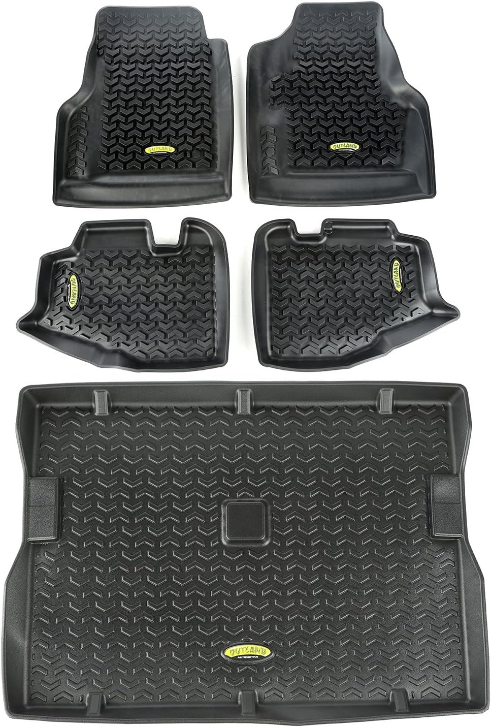 Outland 391298810 Black Front, Rear and Cargo Floor Liner Kit For Select Jeep Wrangler Models