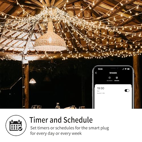 Miniatura 4 de Minoston Enchufe inteligente para exteriores, enchufe Wi-Fi con 2 enchufes de control individuales, resistente a la intemperie, funciona con Alexa,