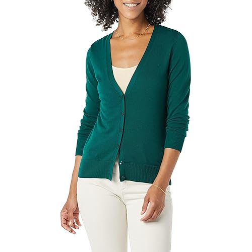 Amazon Essentials Women's Lightweight V-Neck Cardigan Sweater (Available in Plus Size)