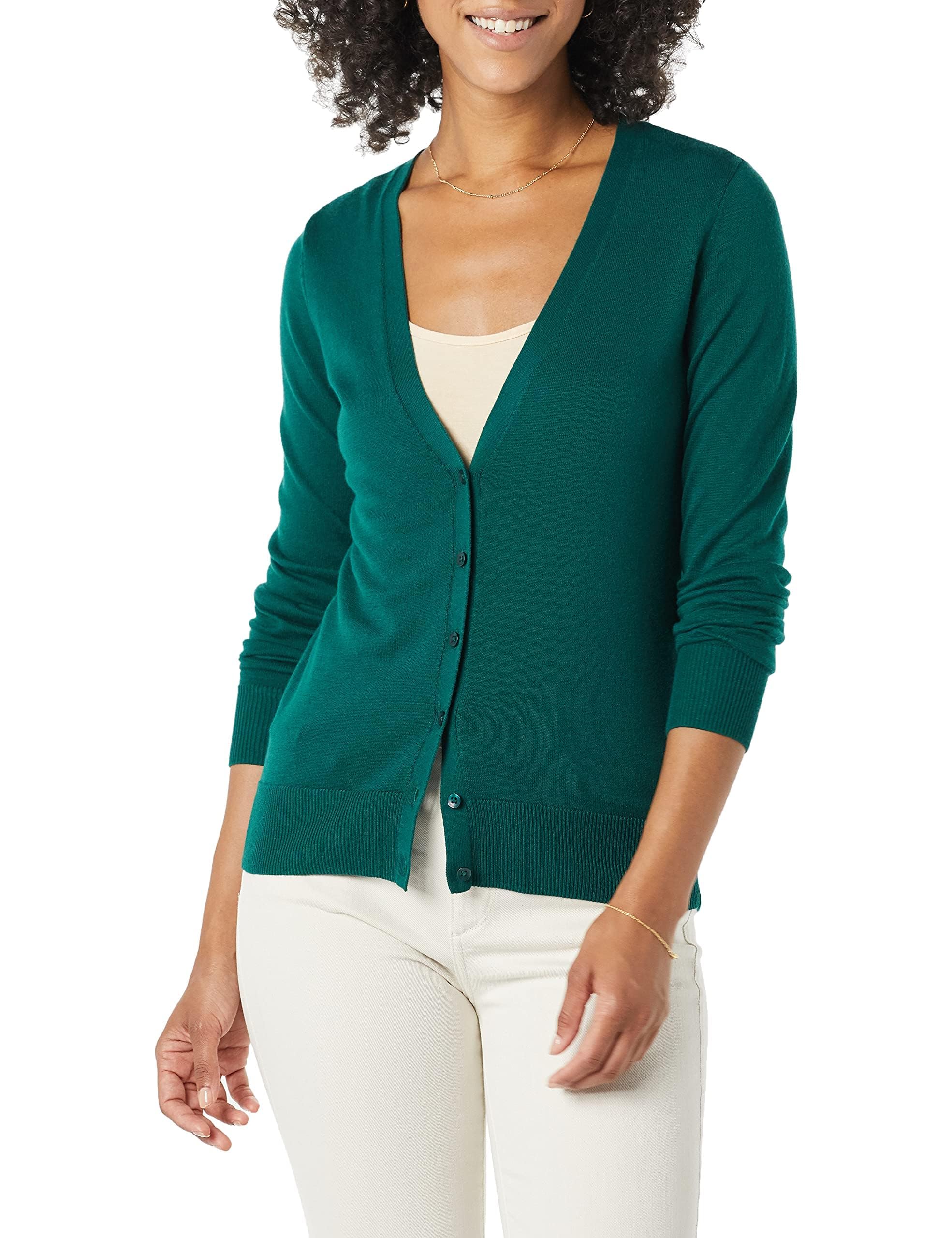 Amazon Essentials Women's Lightweight Cardigan Sweater Regular X-Large Dark Green