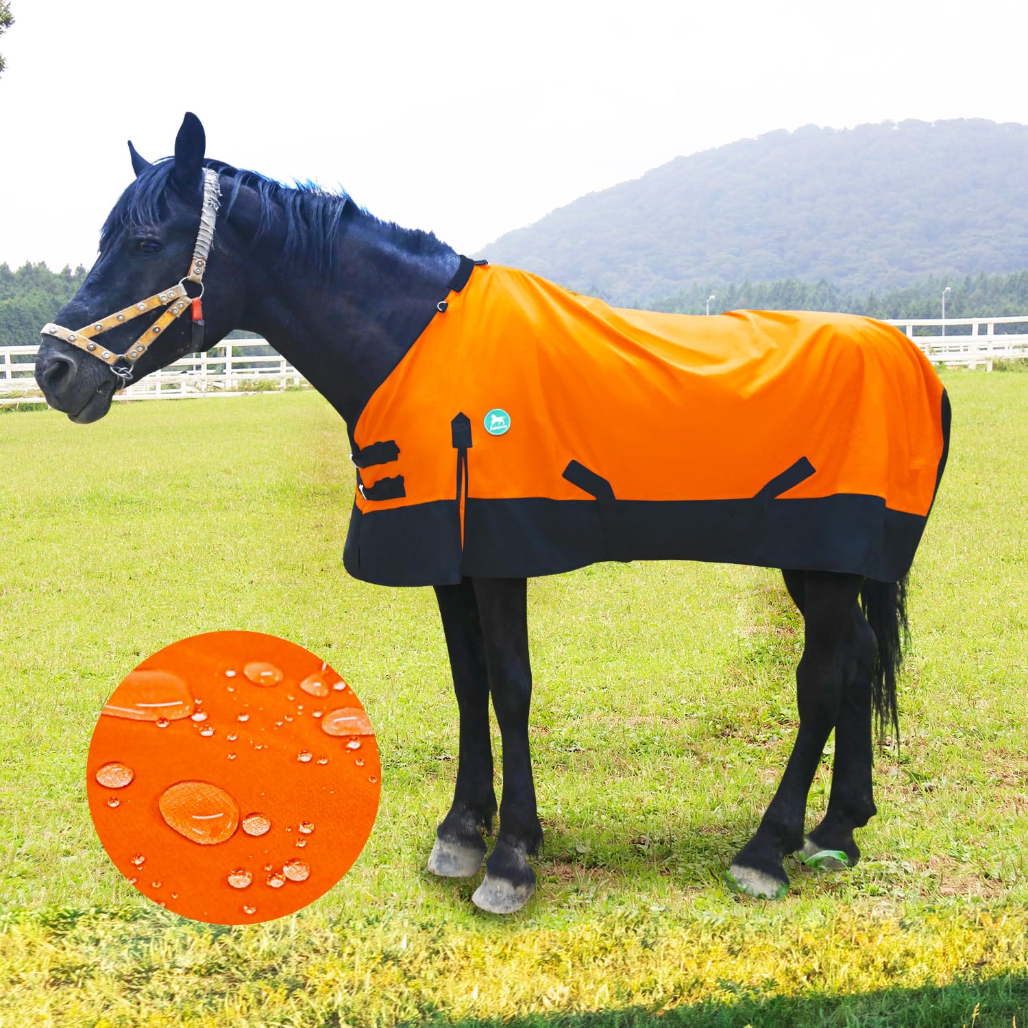 Waterproof Horse Sheet|Horse Blankets for Real Horses|Adjustable with Tail Rainy Day Choices for Horses(76", Orange)