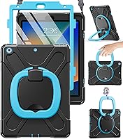 Vista 9 de BRAECN Funda de silicona resistente para 10.2 pulgadas, 9ª, 8ª y 7ª generación, con protector de pantalla integrado, agarre de asa, soporte, correa