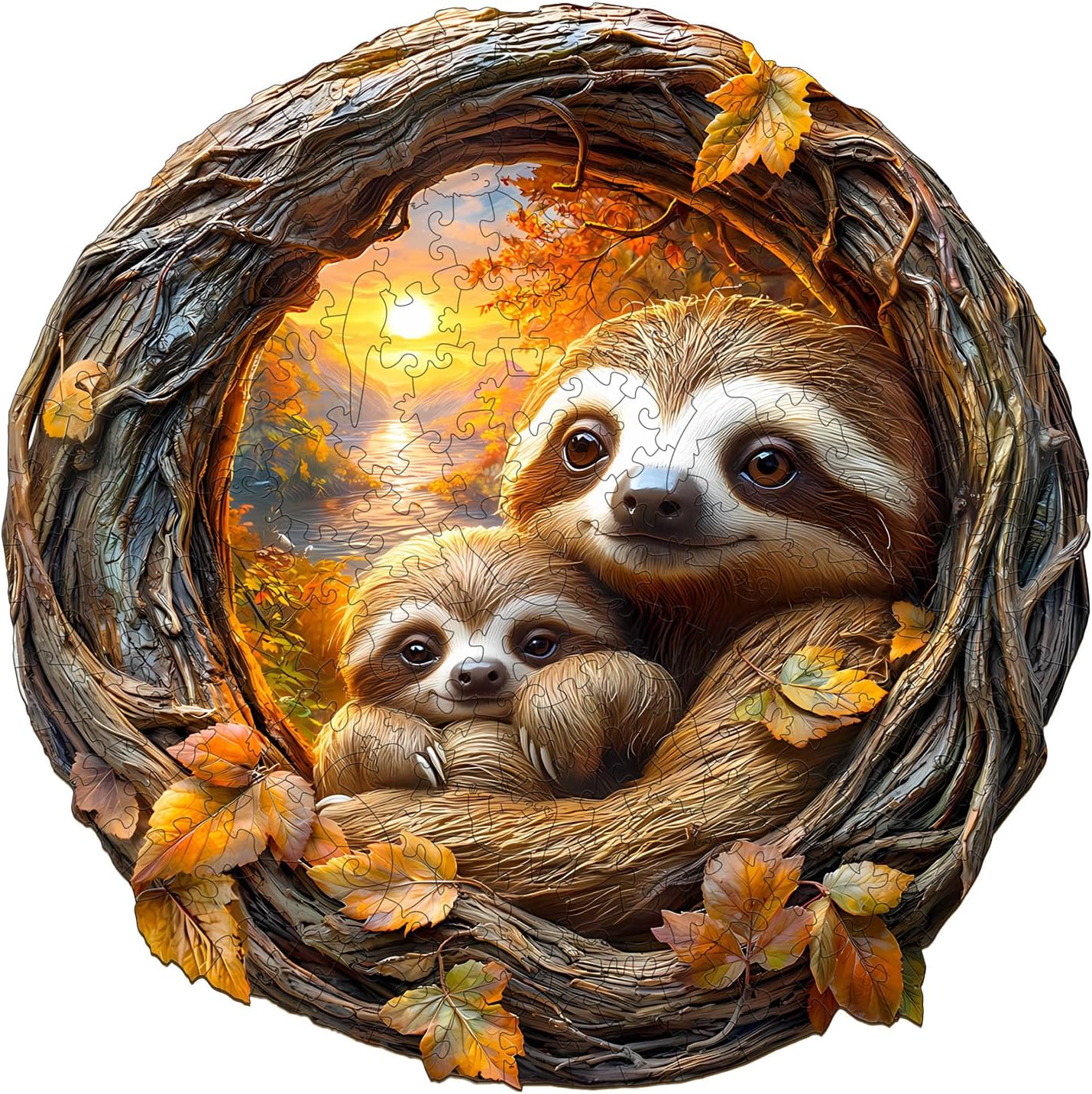 Wooden Puzzles for Adults – 200 Pieces 3D Parent-Child Sloth Wooden Puzzle – Unique Animal Shape Wood Cut Puzzles – Eco-Friendly Home Office Decor (M-11.4 * 11.3in)