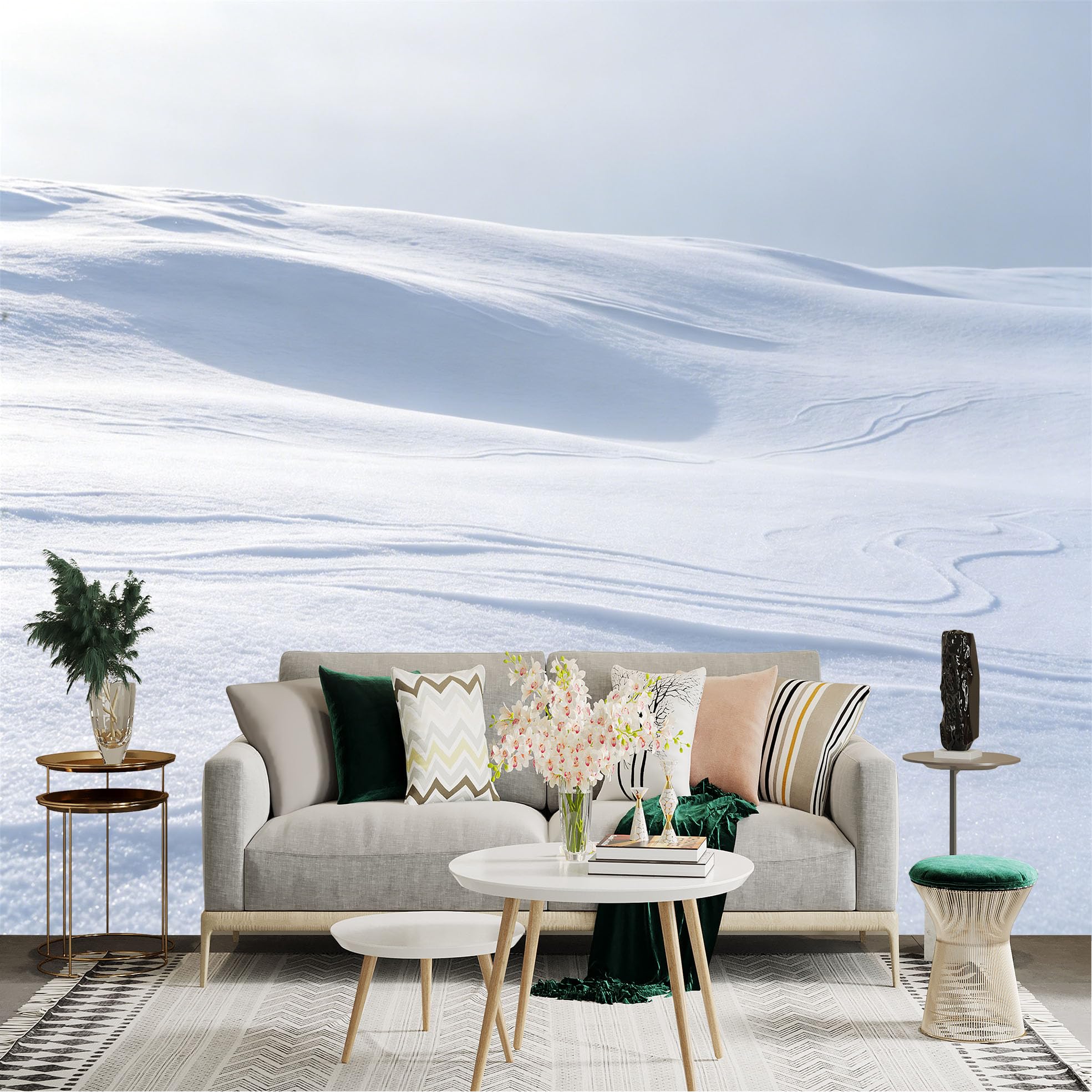 Lnzczhyre Dbh260521306 Custom Size Wall Sticker Mural， Snowy Landscape， Pristine White Winter Field， Frozen Terrain， Minimalist Snow Drift， For Wall Decoration， Peelandstick Wall Decals.