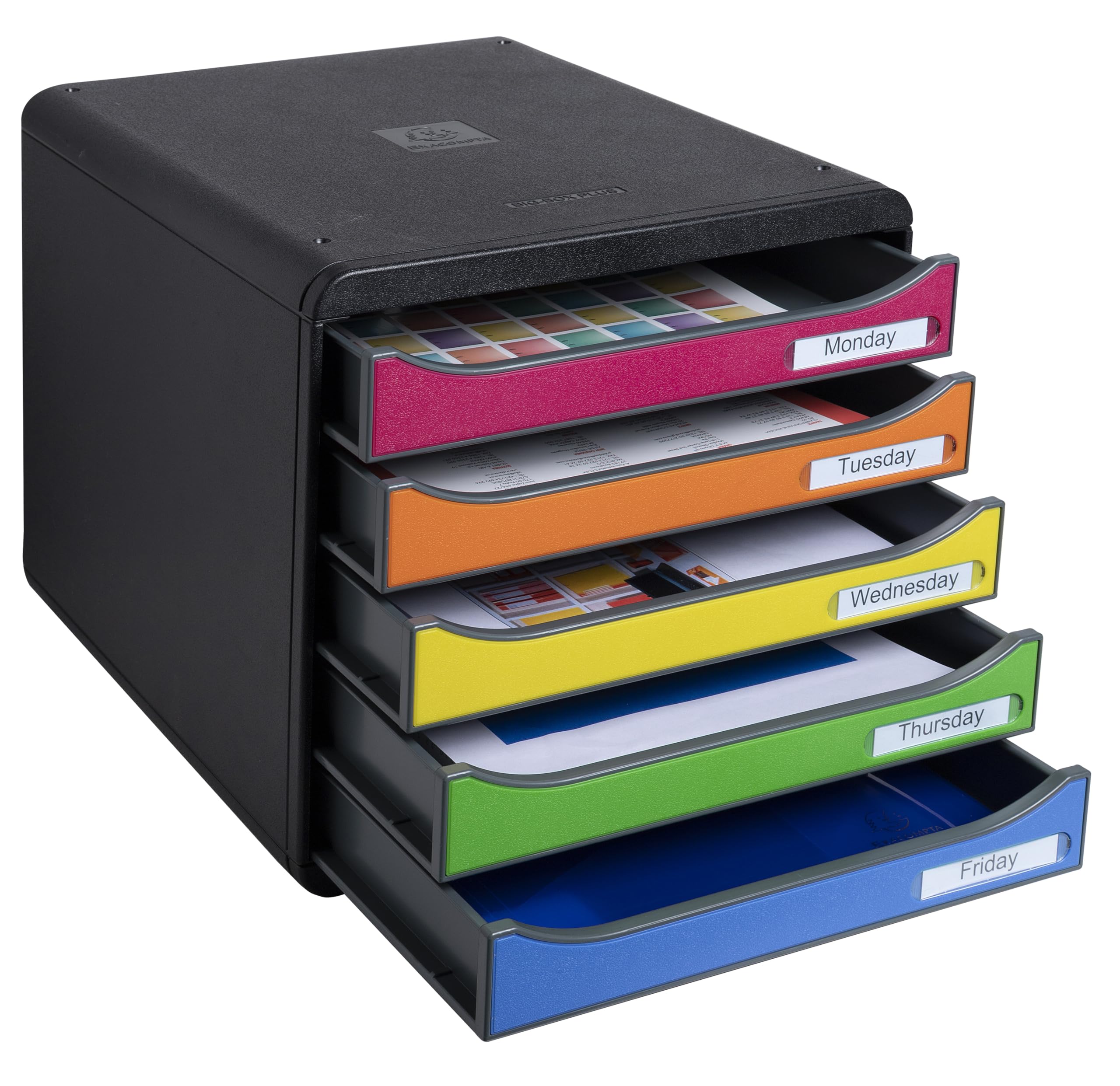 Exacompta 309798D Premium organizer Premium Big Box Iderama 5 szuflad o dużej pojemności pojemnik na dokumenty A4+ dla większej ilości miejsca na biurku szafka czarna| jabłkowa zieleń