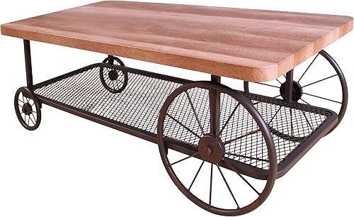 Acme Francie Mesa de centro rectangular de madera con estante en roble y gris antiguo