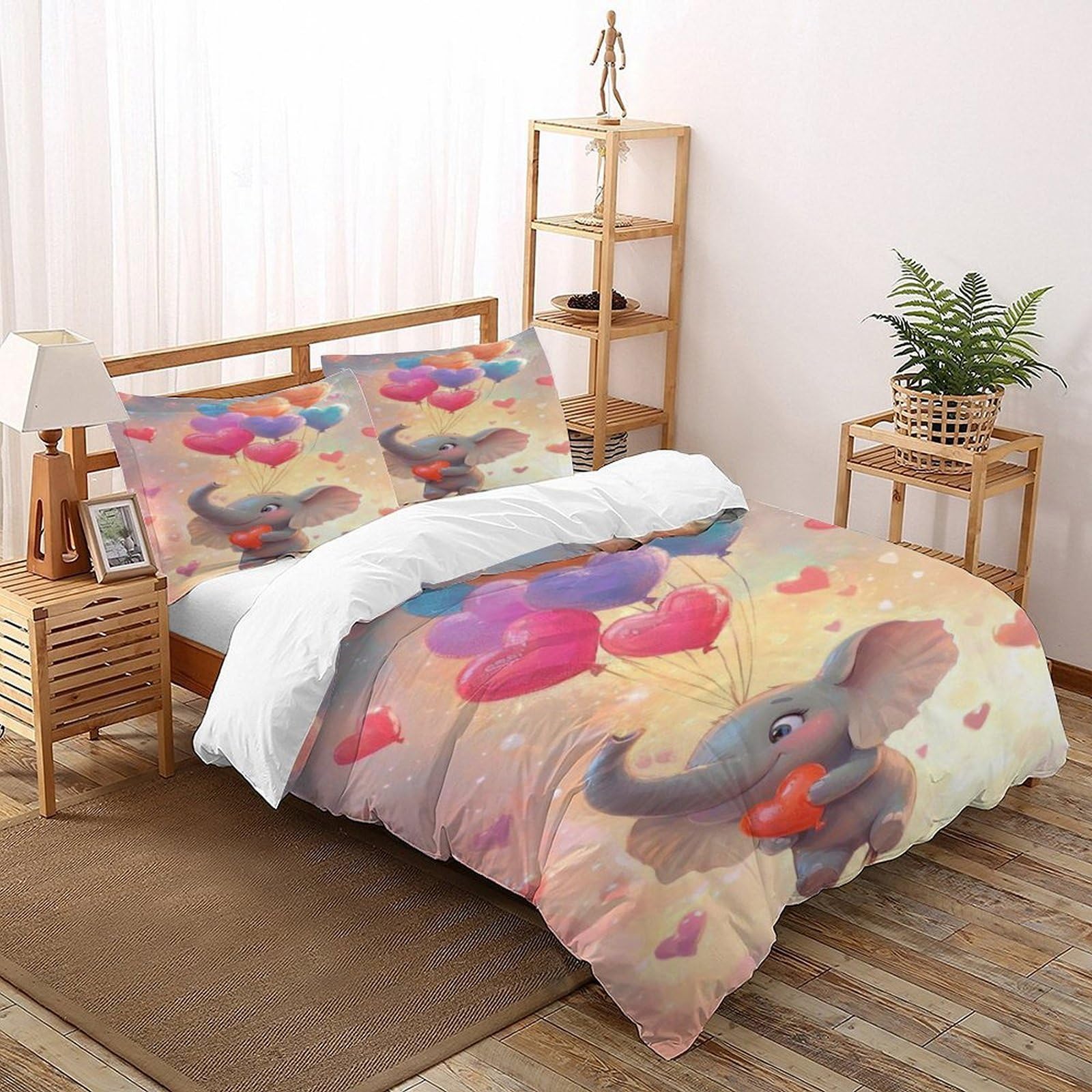 Parure de couette 3D éléphant respirante contre la chaleur nocturne