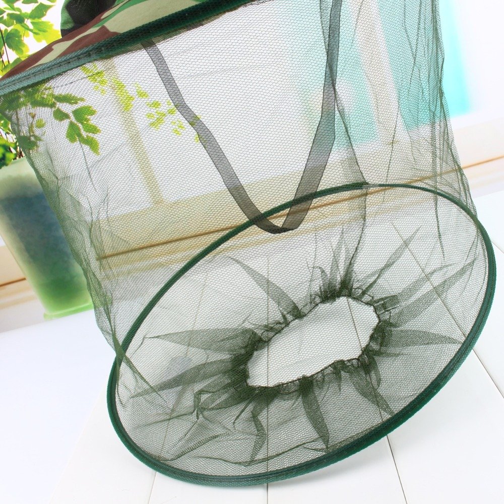 Green Camouflage Mosquito Insect Bug Mesh Head Net Face Protector Hat Outdoor Garden Supplies