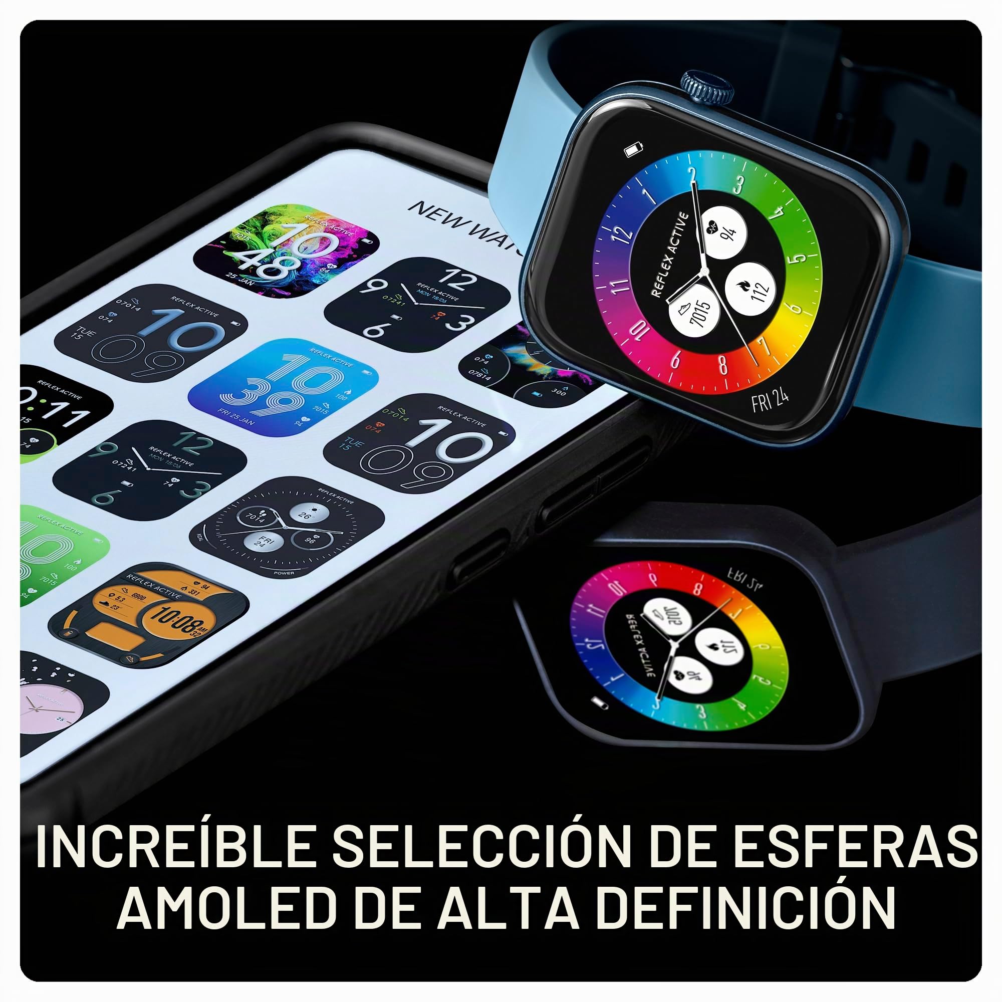 Reflex Active Reloj inteligente AMOLED Serie 40 para mujeres y hombres con doble tiempo, llamadas, monitor de sueño, modos deportivos, ciclo menstrual, pasos