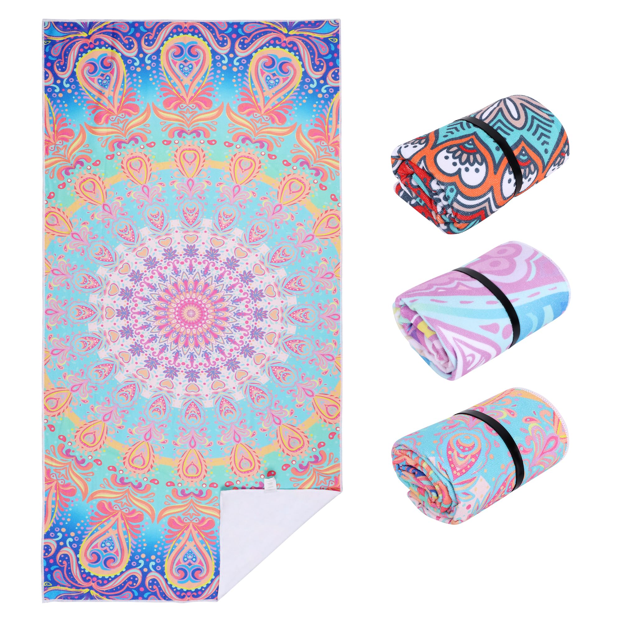 Kaket Purple Microfibre Beach Towel Large 150X75cm, Ultra Soft Beach Towels For Adults, Lightweight Bathtowel Pool Towel For Swimming, Travel, Camping (, Style 1)
