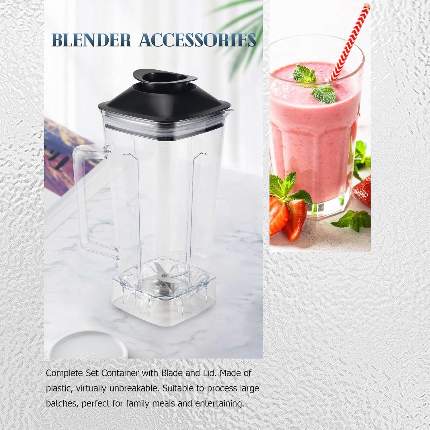 Spare Jug for Blender Replacement Part Transparent 2L Capacity Blender Spare Compatible for SILVER Blender