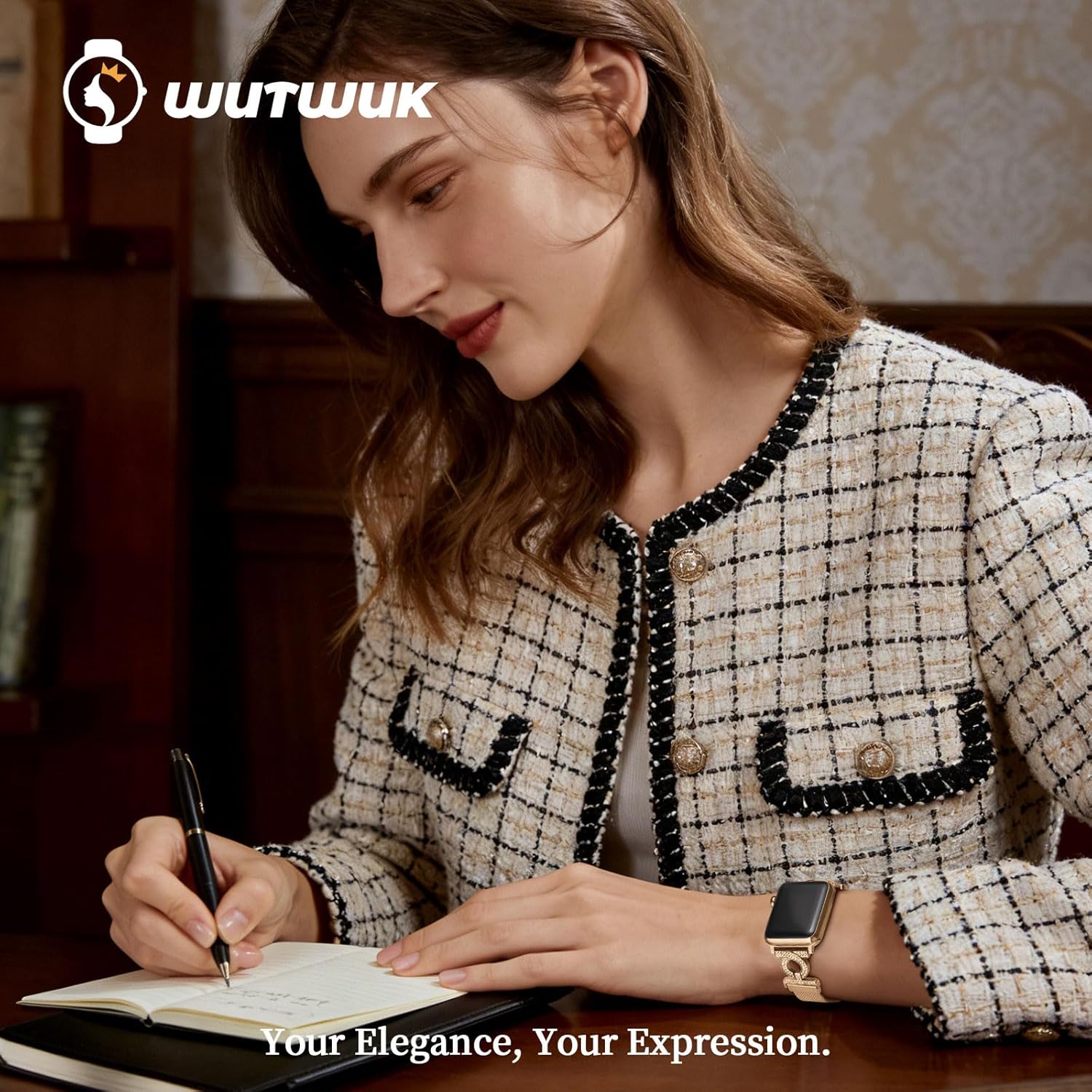 wutwuk Slim Stainless Steel Mesh Band Compatible with Apple Watch Bands 41mm 40mm 38mm 42mm Glitter Magnetic Milanese Loop Bracelet Women for iWatch 11/10/9/8/7/6/5/4/3/2/1/SE-Rose Gold - Image 7