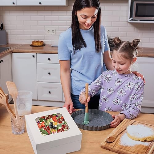 Vista 6 de Moretoes 10 cajas para tartas, cajas de panadería blancas de 12 x 12 x 6 pulgadas con ventana, adecuadas para cajas de pasteles de 10 pulgadas