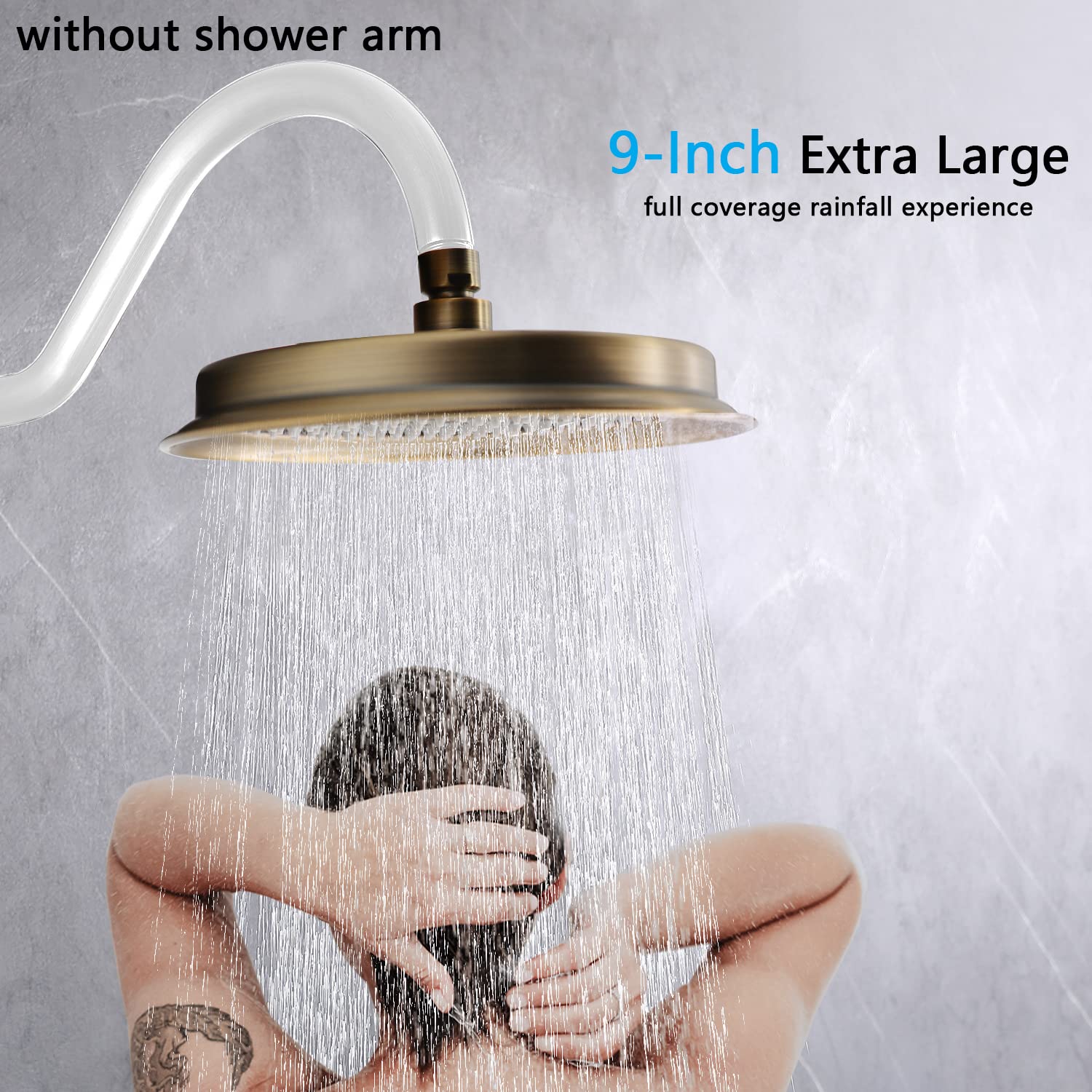 Cabezal de ducha fijo antiguo, cabezal de ducha de lluvia redondo de 228 mm, adecuado para ducha de baño, cabezal de ducha de lluvia de alta presión - GETSHOWERSET