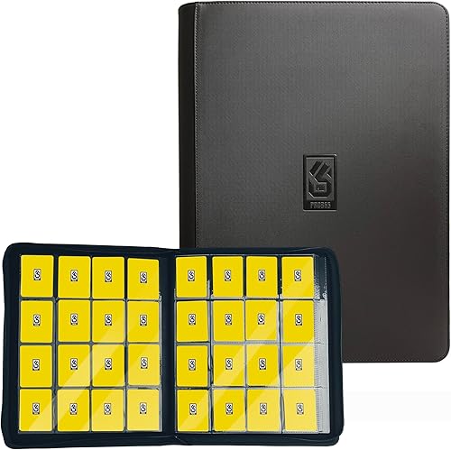 PRO365 - Carpeta para tarjetas coleccionables de 1000 + bolsillos Cartera de tarjetas coleccionables de 16 bolsillos de carga lateral Carpeta a
