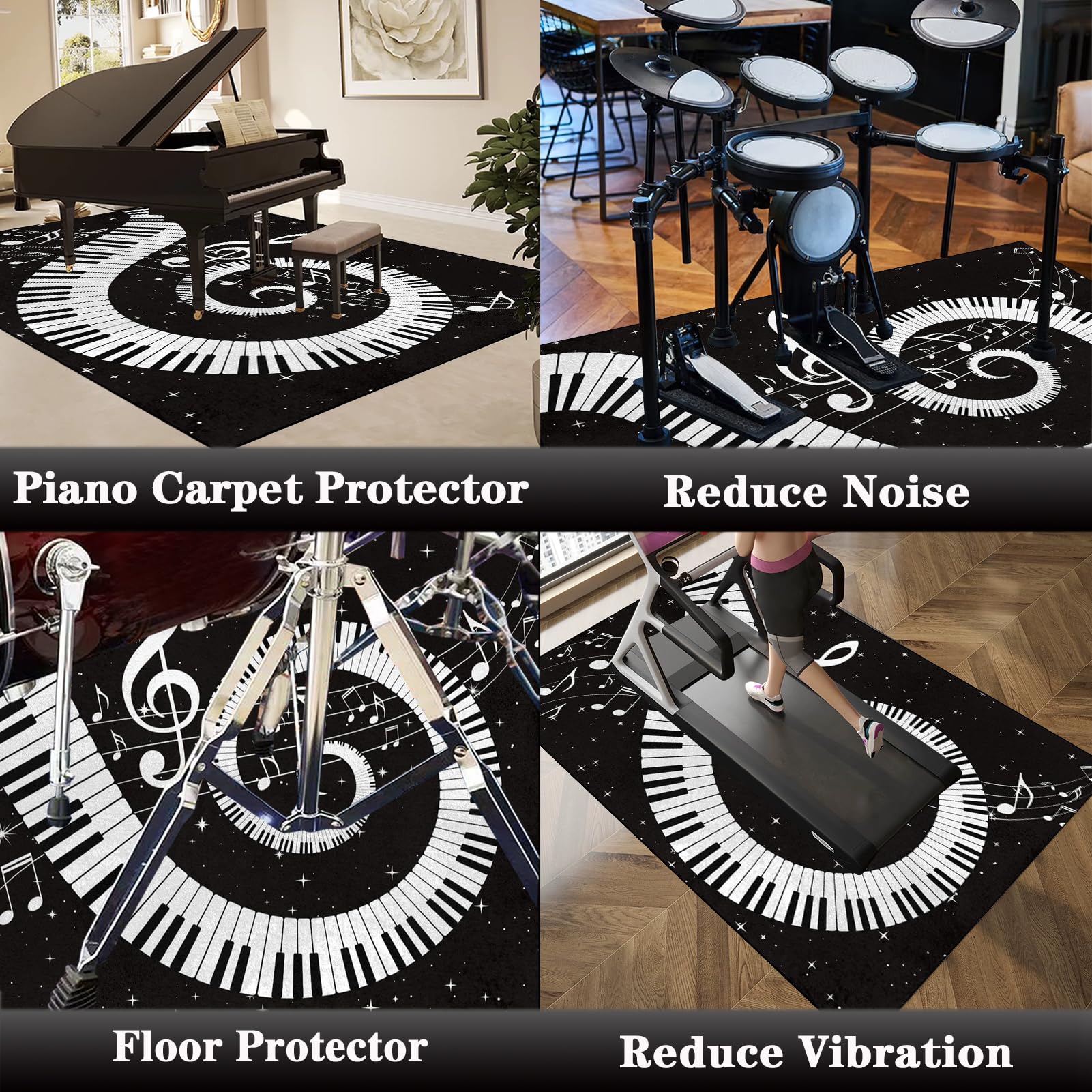 Elektrisches Schlagzeug Teppich, rutschfeste Trommel Teppiche, Drum Teppich, Professionelles Rechteckiges Elektronisches Jazz Schlagzeug Kit, Schallschutzteppich für Studio, Wohnung 230 x 180 cm