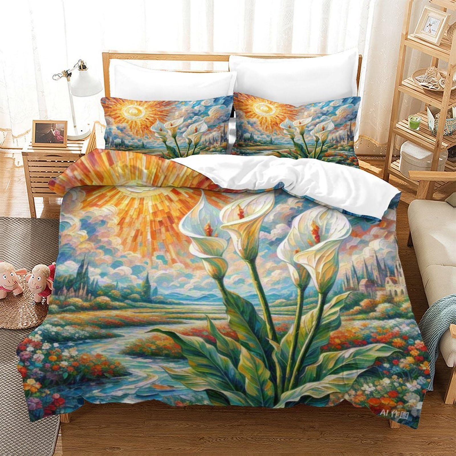 Linge de lit Lily de la paix microfibre douce anti-plis avec taie d'oreiller