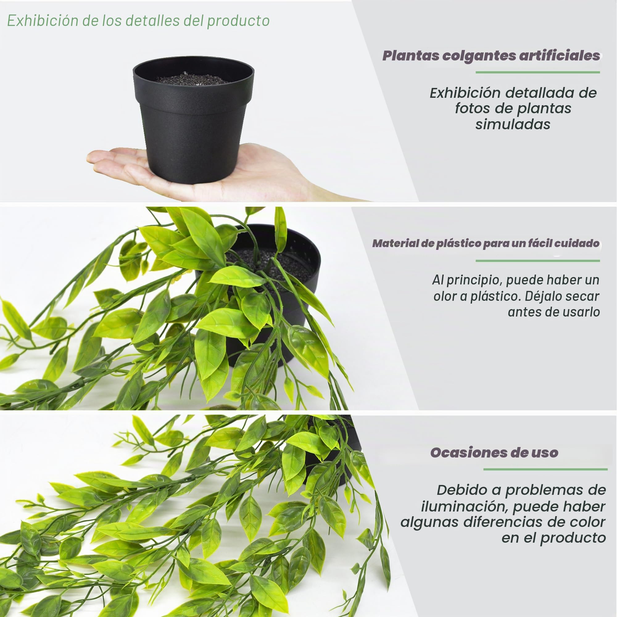 ROLLWAY 4 Piezas Plantas Artificiales Colgantes, Planta Artificial Colgante, Hojas de Mandala Artificiales para Decoración Hogar Pared Terraza Jardín (4 Piezas)