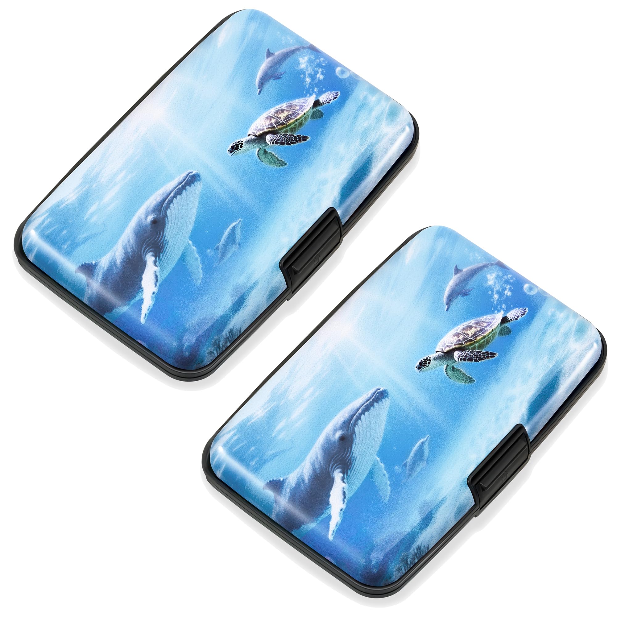 Mayski 2 Pack Credit Card Holder for Women RFID Blocking Wallet, Ocean