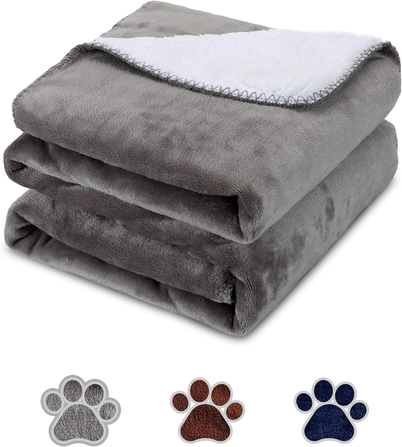 Happy Hachi Manta Impermeable para Perro, Manta de Franela Mullida de Doble Capa para termica Perros, para Sofá y Cama Gato Mascotas (75x100cm, Gris)