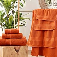 Vista 6 de COZYART - Juego de 6 toallas de baño de algodón turco, color naranja quemado, gruesas suaves absorbentes duraderas, 19.17 oz/yd², 2 toallas de baño
