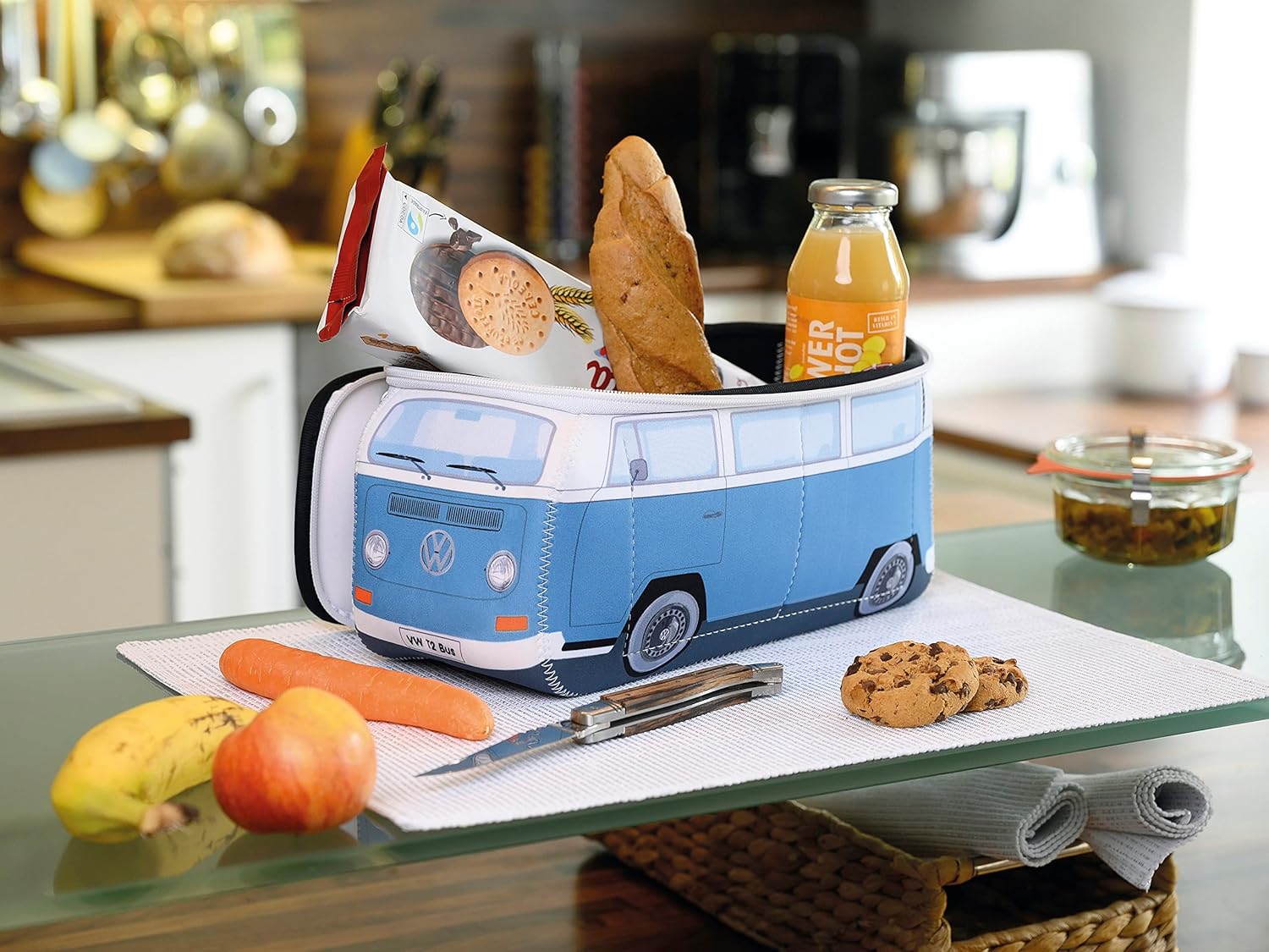 BRISA VW Collection Volkswagen Neoprene Universal Makeup Cosmetics Toiletry Travel Pharmacy Bag in T2 Bus Design (Large)